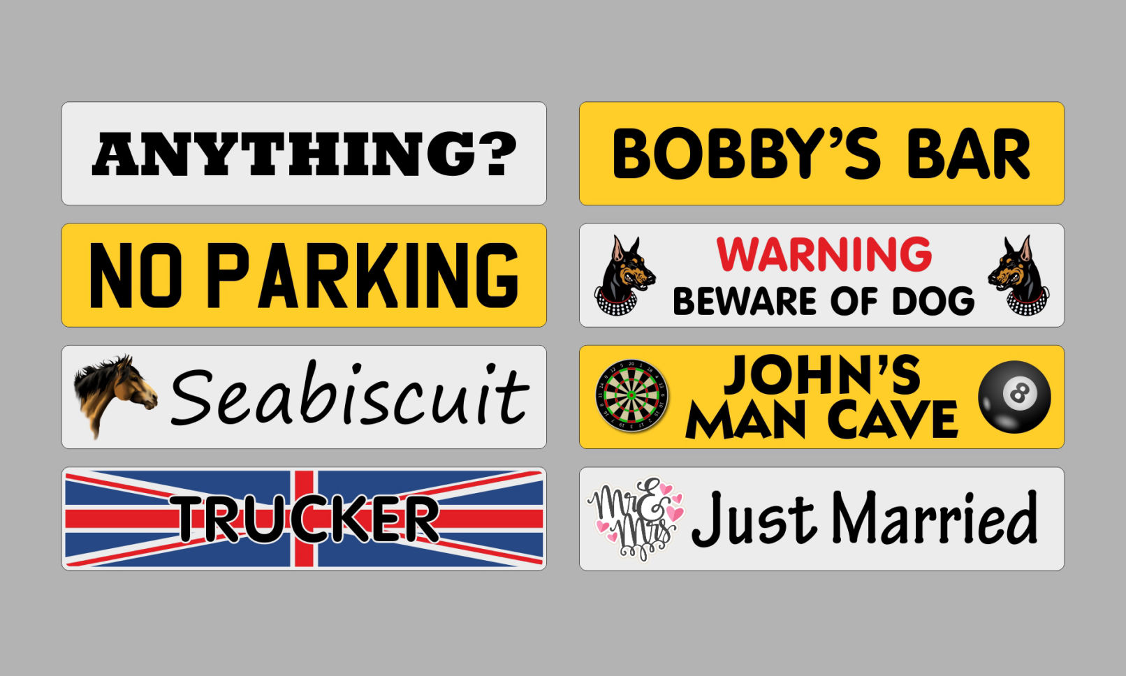 Large Novelty number plate any design numberplate your style plates man cave beware of dog no parking just married truck plate trucker cabin sign bar street hut shed room door