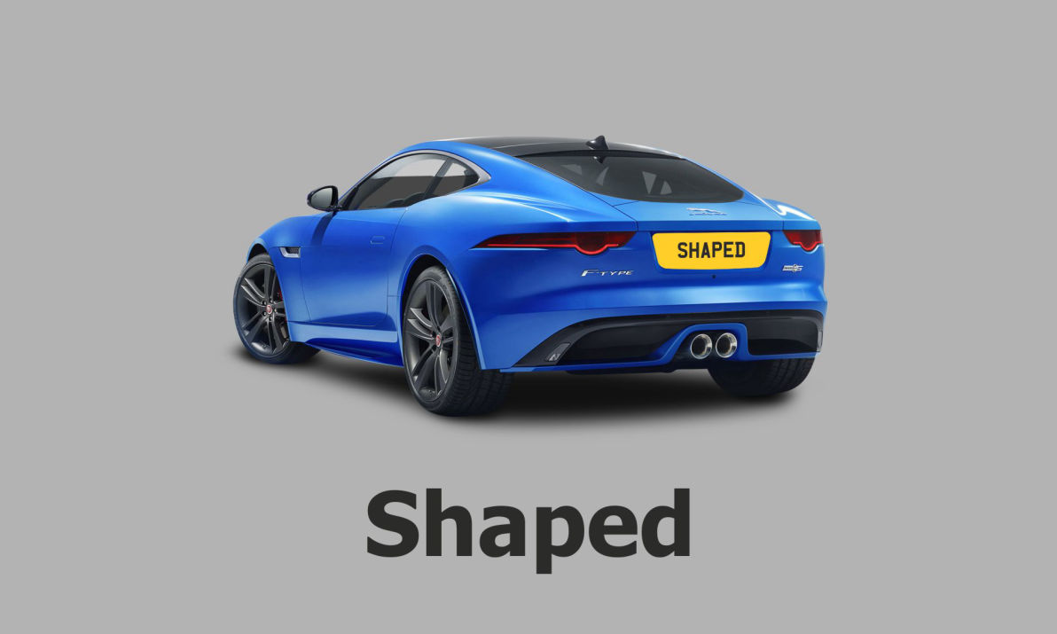 Shaped number plates number plate numberplates numberplate jaguar range rover sport rover 75 x type s type f type copen db9 aston martin xj