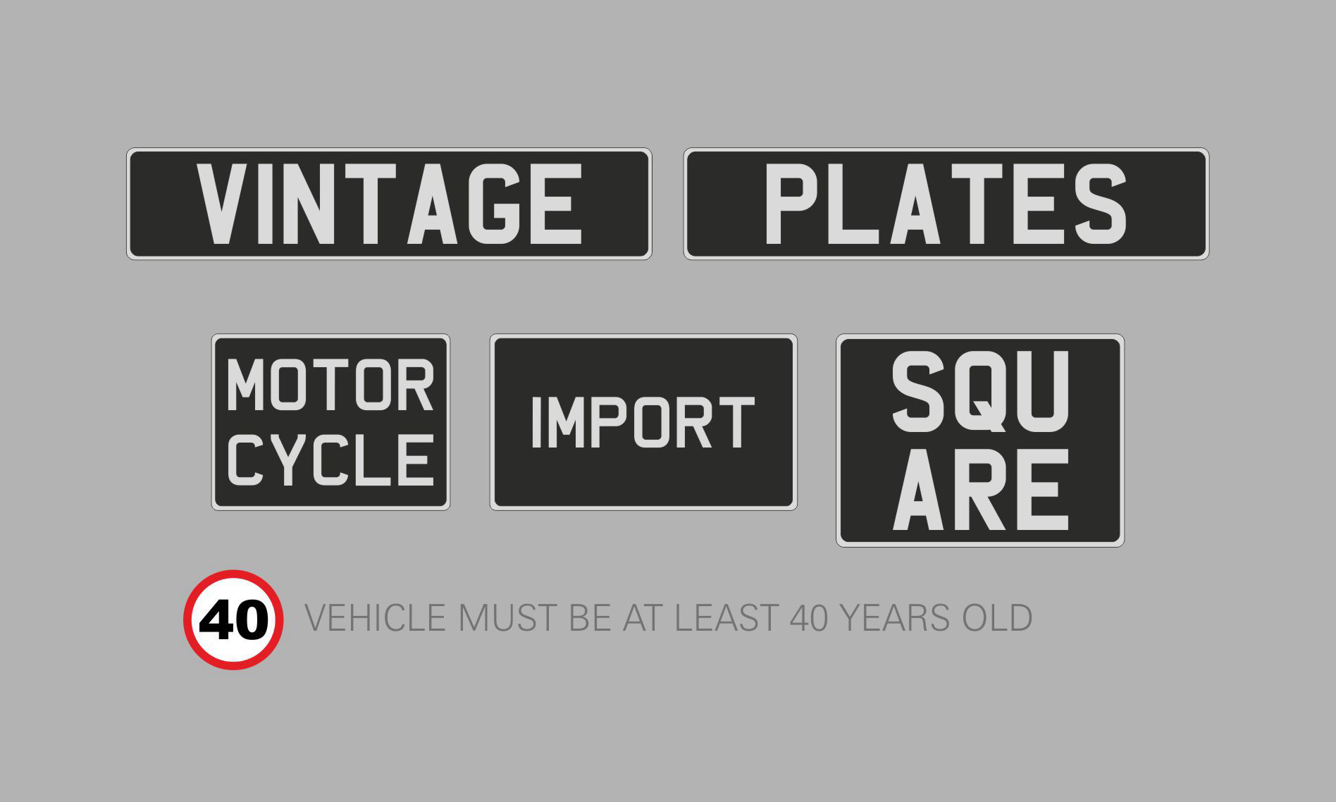 Acrylic vintage plates classic black & silver white pre 1973 perspex plate various sizes standard oblong square motorcycle import